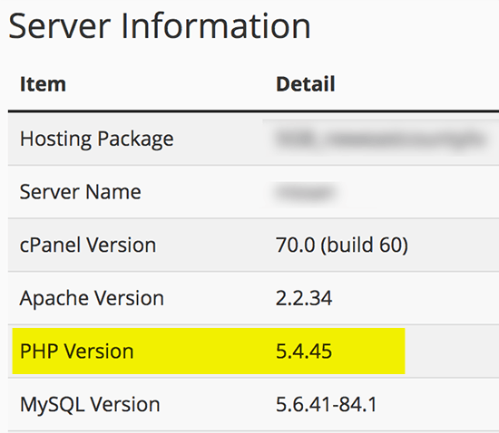PHP Version in cPanel