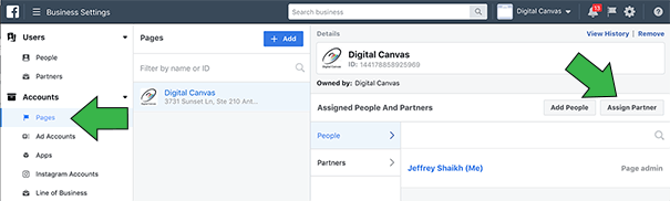 Select Pages and Click Assign Partner
